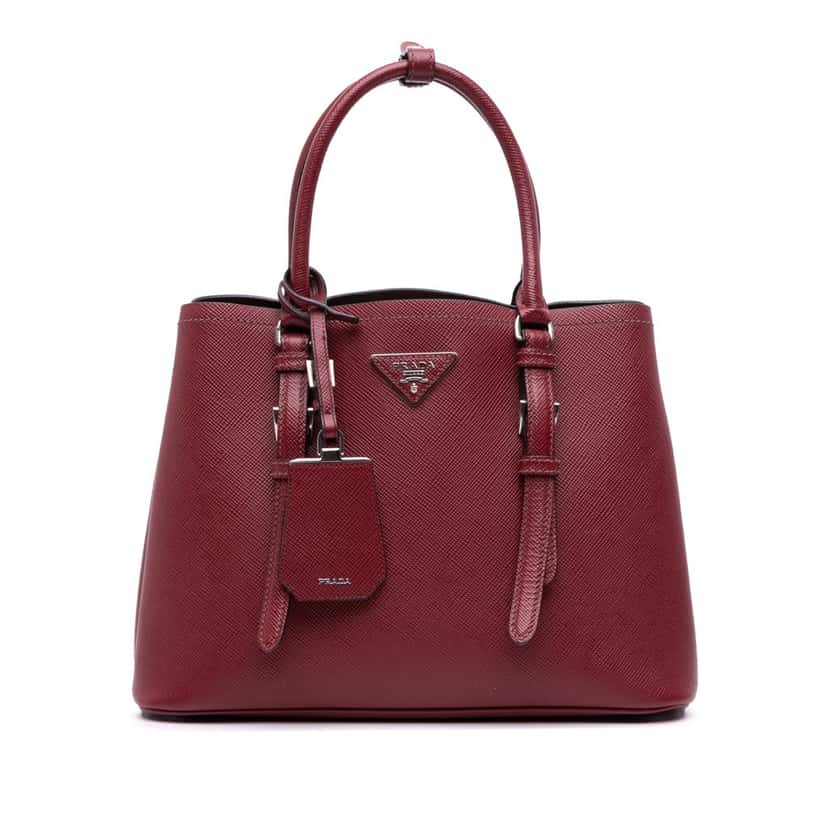 Prada Saffiano Cuir Double Satchel Red Leather Good condition - Front View