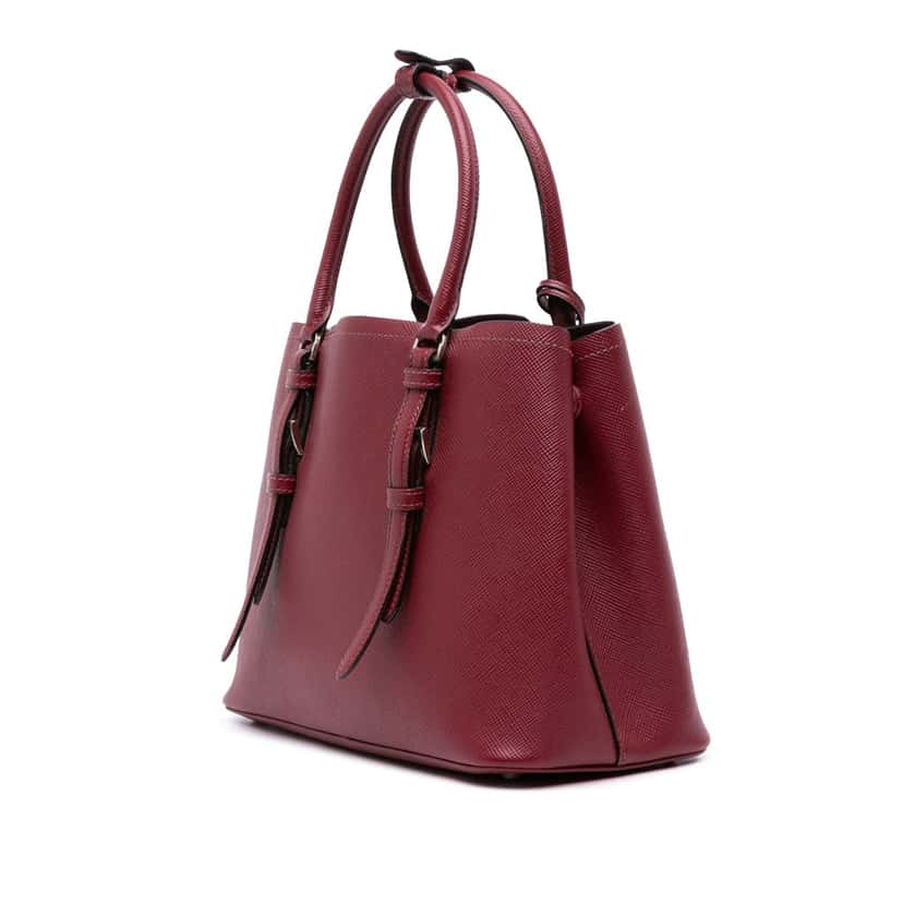 Prada Saffiano Cuir Double Satchel Red Leather Good condition - Back View
