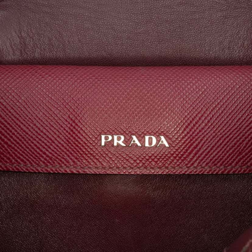 Prada Saffiano Cuir Double Satchel Red Leather Good condition - Box View
