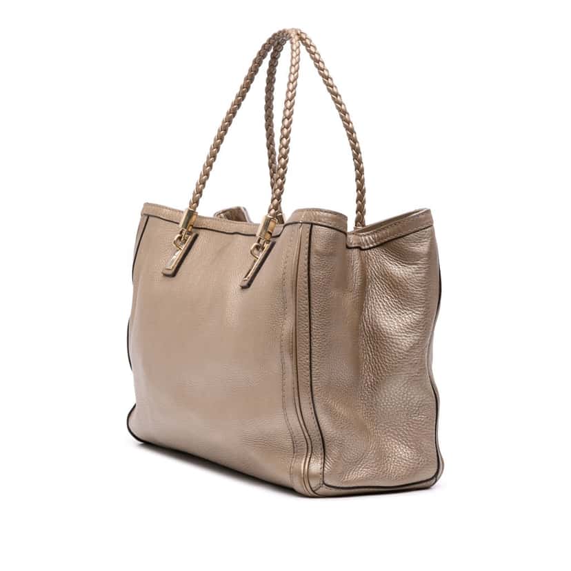 Gucci Metallic Grained Leather Bella Tote Gold Leather Good condition - Back View