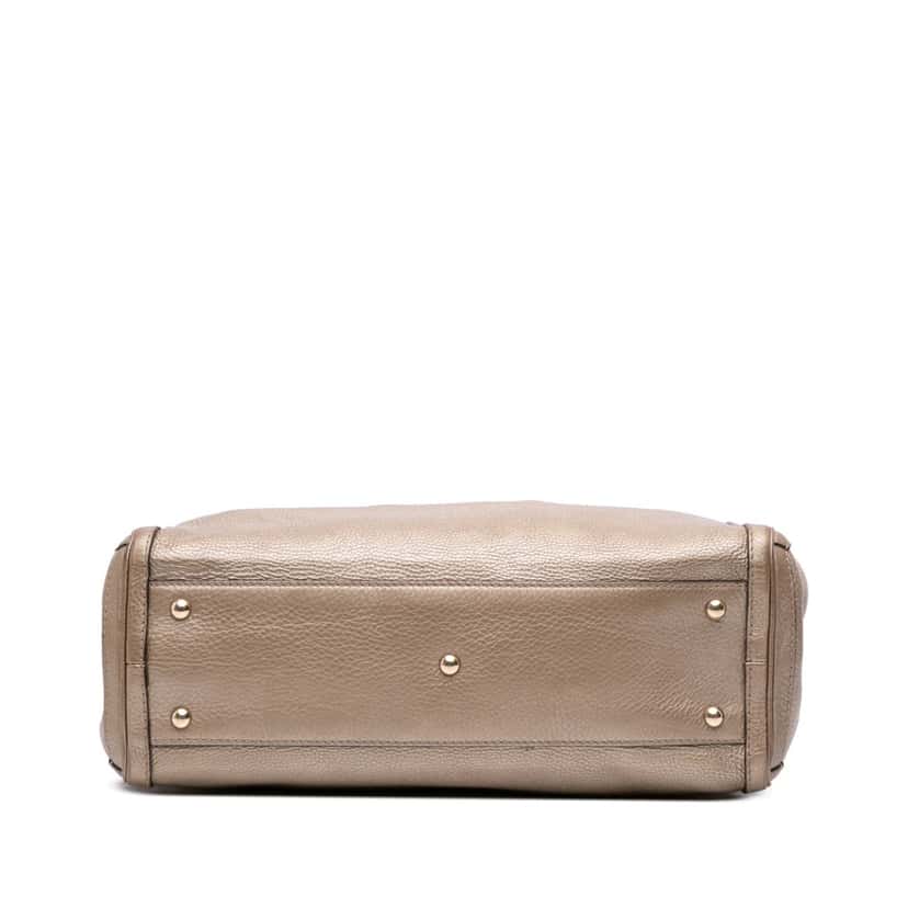Gucci Metallic Grained Leather Bella Tote Gold Leather Good condition - Inside View