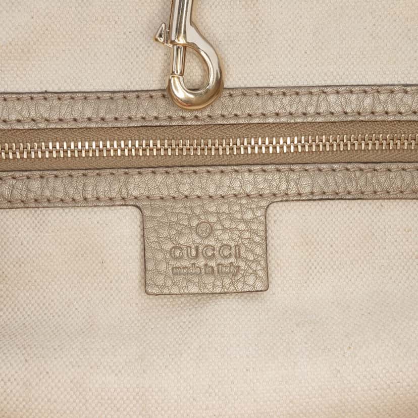 Gucci Metallic Grained Leather Bella Tote Gold Leather Good condition - Box View