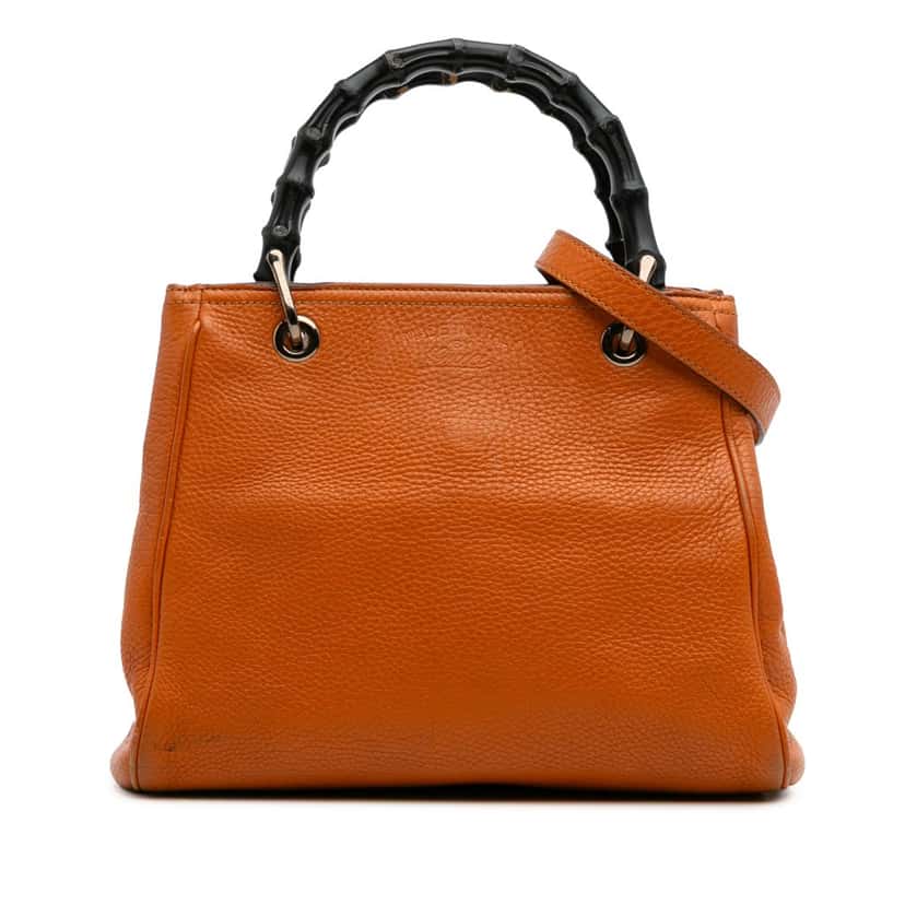 Gucci Small Calfskin Bamboo Shopper Satchel Orange Leather Good condition - Front View