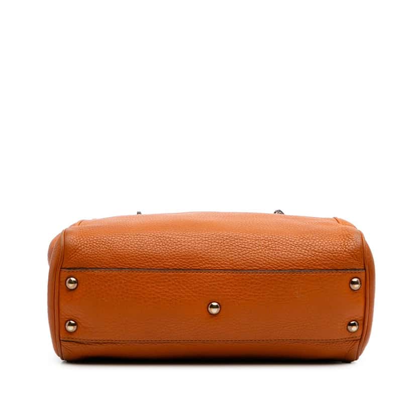 Gucci Small Calfskin Bamboo Shopper Satchel Orange Leather Good condition - Inside View