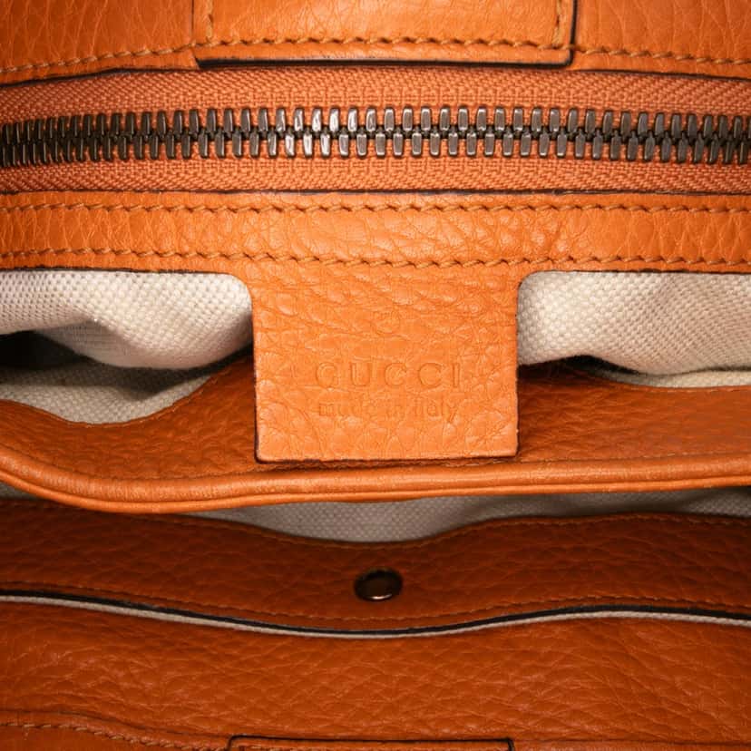 Gucci Small Calfskin Bamboo Shopper Satchel Orange Leather Good condition - Box View