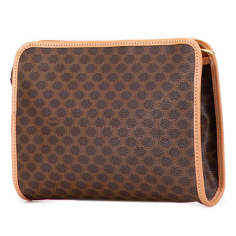 Celine Macadam Coated Canvas Clutch Brown Canvas Good condition - Back View