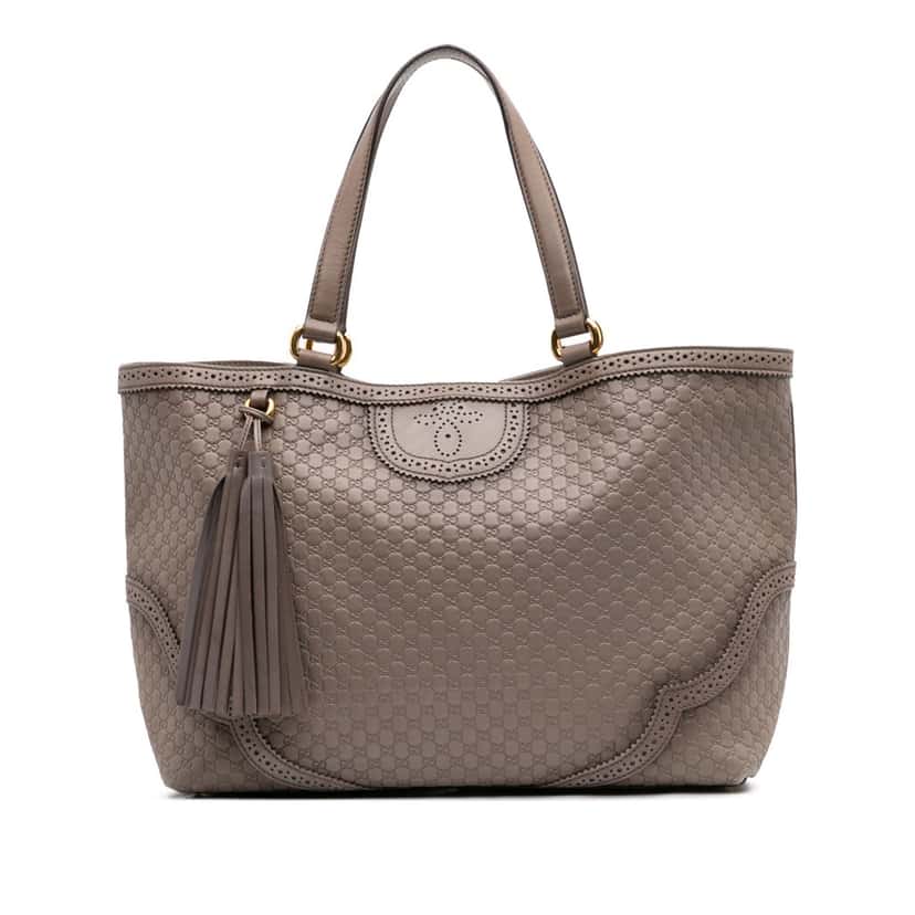 Gucci Large Microguccissima Brogue Duilio Tote Brown Leather Good condition - Front View