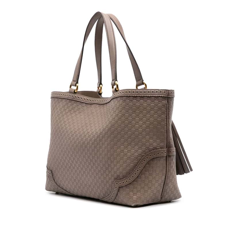 Gucci Large Microguccissima Brogue Duilio Tote Brown Leather Good condition - Back View