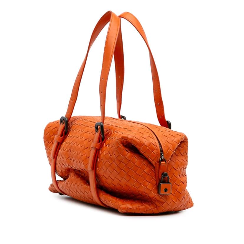 Bottega Veneta Nappa Intrecciato Montaigne Shoulder Bag Orange Leather Good condition - Back View