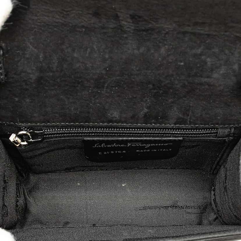 Salvatore Ferragamo Suede Metal Top Handle Bag Black Leather Good condition - Model View