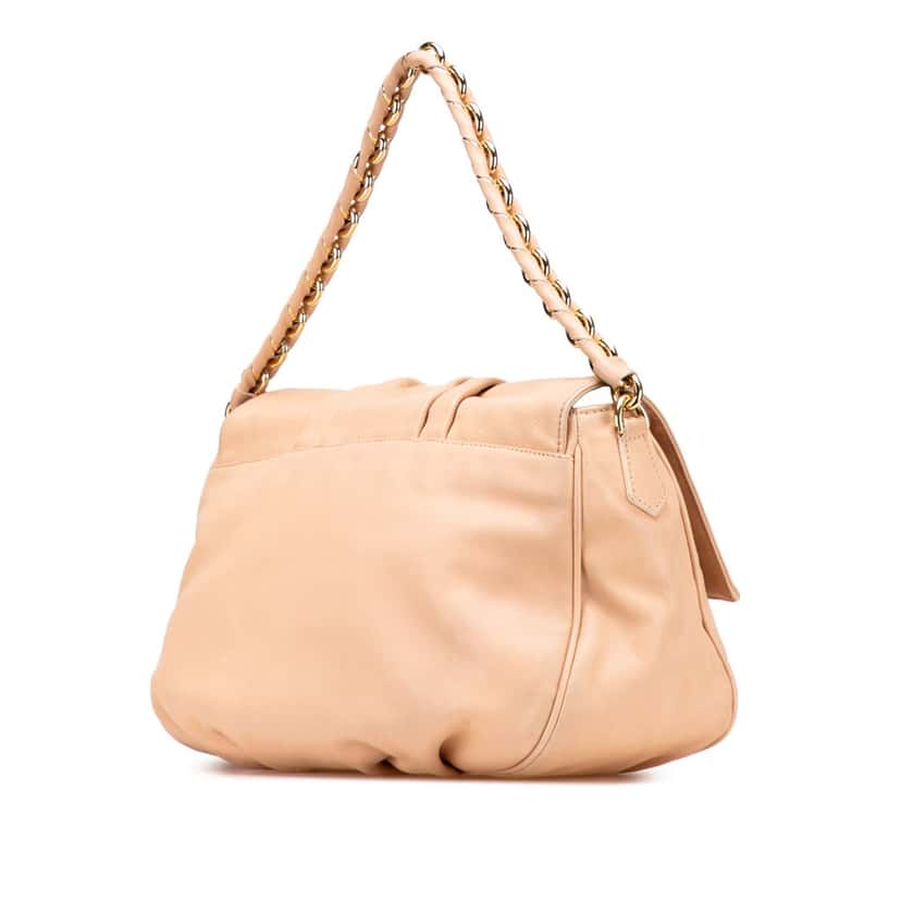 Fendi Leather Mia Flap Shoulder Bag Brown Leather Good condition - Back View