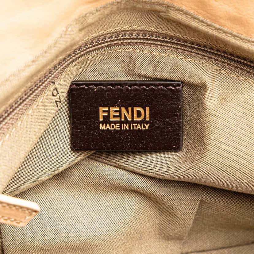 Fendi Leather Mia Flap Shoulder Bag Brown Leather Good condition - Box View