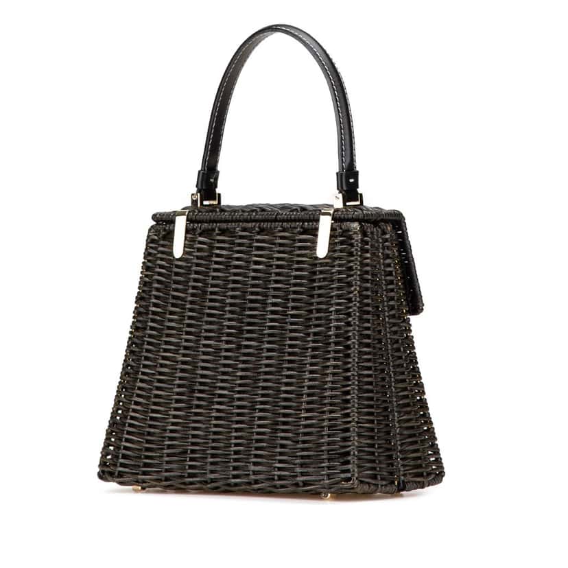Salvatore Ferragamo Wicker Gancini Iconic Top Handle Bag Black Good condition - Back View