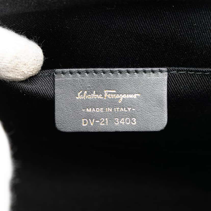 Salvatore Ferragamo Wicker Gancini Iconic Top Handle Bag Black Good condition - Box View