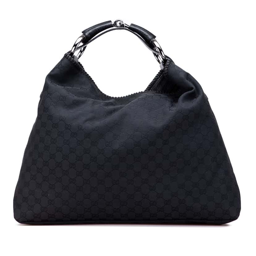 Gucci Large GG Canvas Horsebit Hobo Black Canvas Good condition - Front View