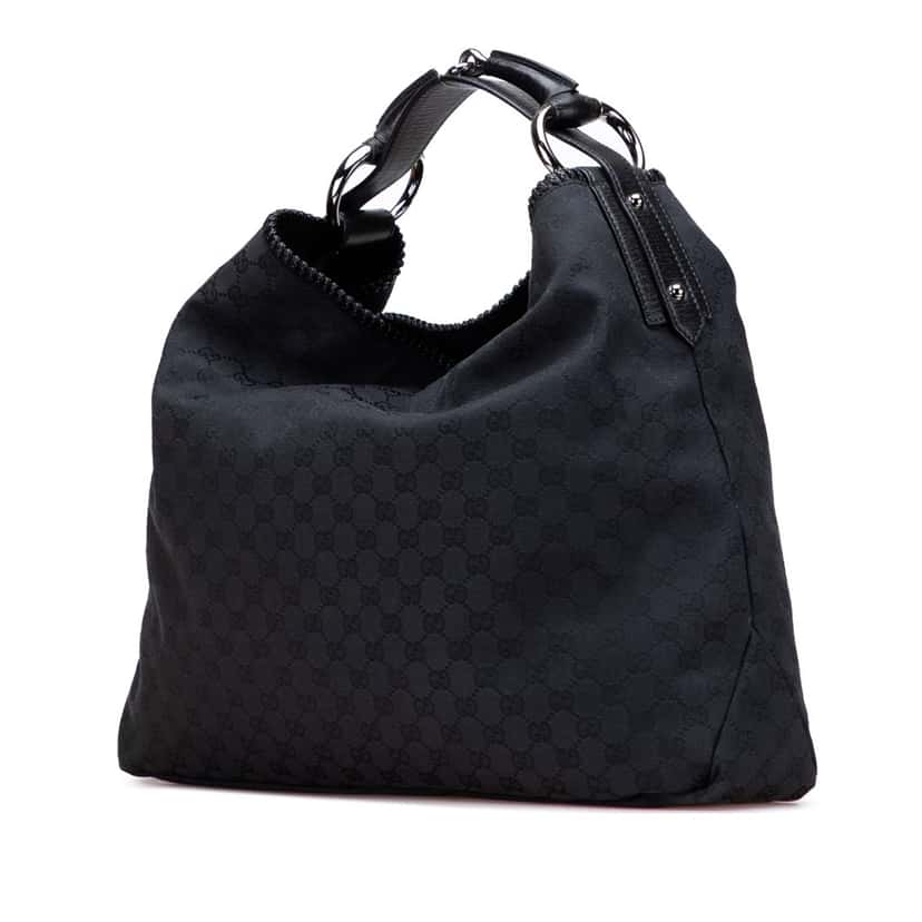 Gucci Large GG Canvas Horsebit Hobo Black Canvas Good condition - Back View