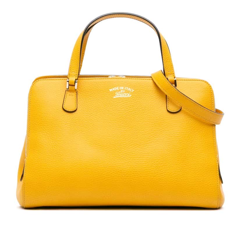 Gucci Calfskin Swing Top Handle Satchel Yellow Leather Good condition - Front View