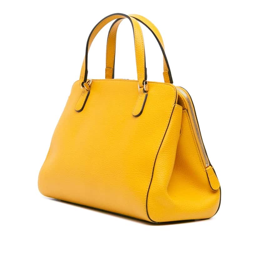 Gucci Calfskin Swing Top Handle Satchel Yellow Leather Good condition - Back View