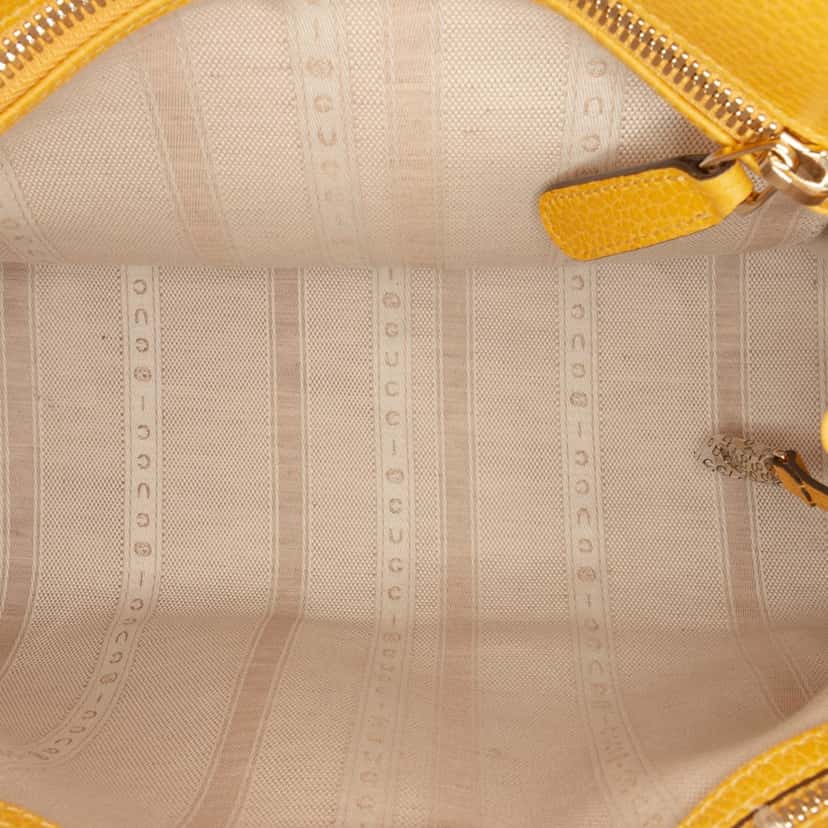 Gucci Calfskin Swing Top Handle Satchel Yellow Leather Good condition - Model View