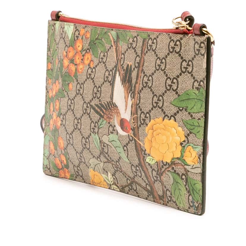 Gucci GG Supreme Bengal Double Zip Pochette Brown Canvas Good condition - Back View