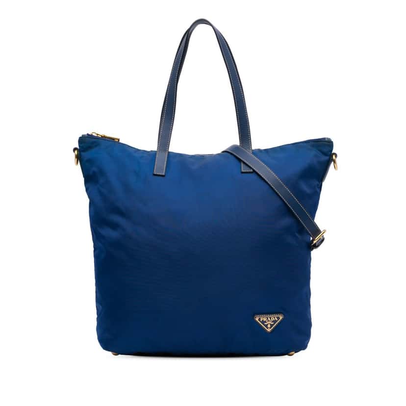 Prada Tessuto Zip Top Convertible Tote Blue Good condition - Front View