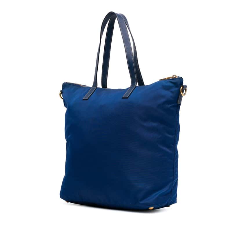 Prada Tessuto Zip Top Convertible Tote Blue Good condition - Back View