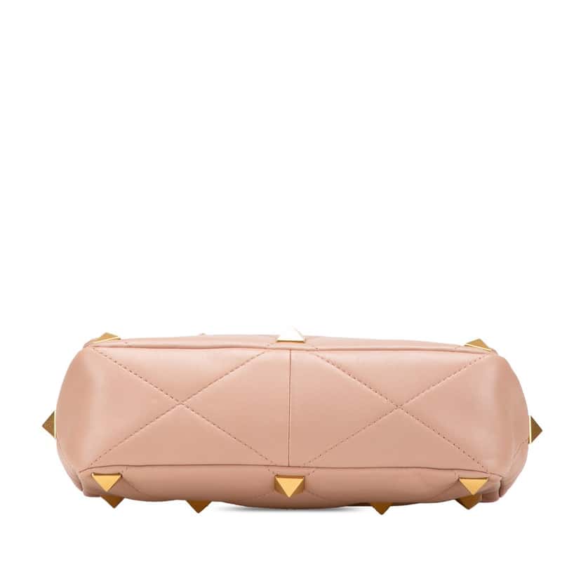 Valentino Large Nappa Roman Stud Satchel Pink Leather Good condition - Inside View