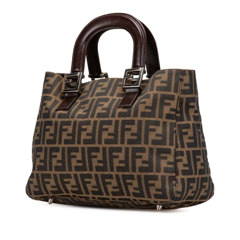 Fendi Small Zucca Canvas Twins Tote Brown Canvas Good condition - Back View