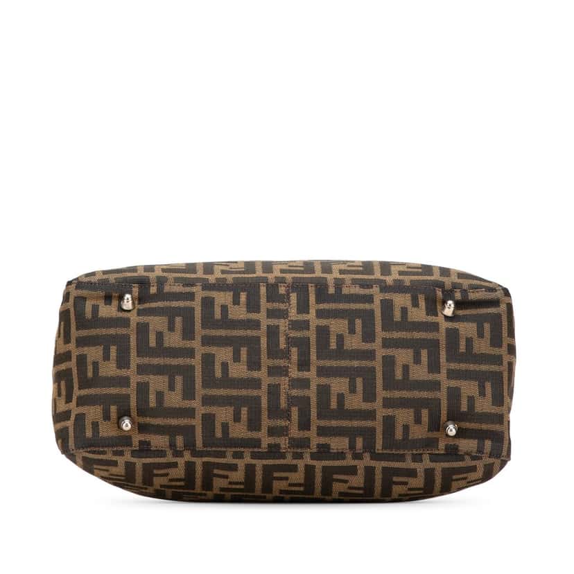 Fendi Small Zucca Canvas Twins Tote Brown Canvas Good condition - Inside View