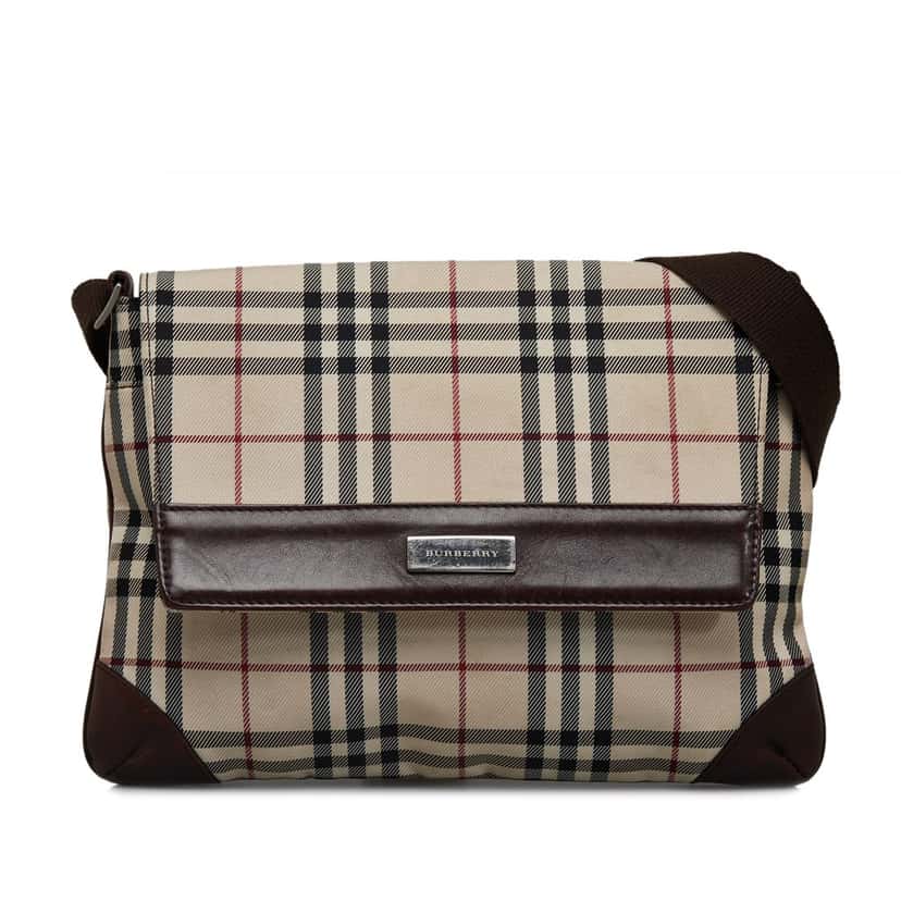 Burberry House Check Crossbody Brown Canvas Good condition - Front View