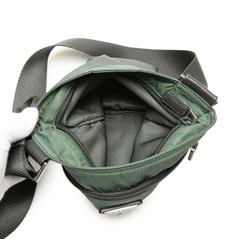 Prada Tessuto Zip Top Crossbody Green Good condition - Model View