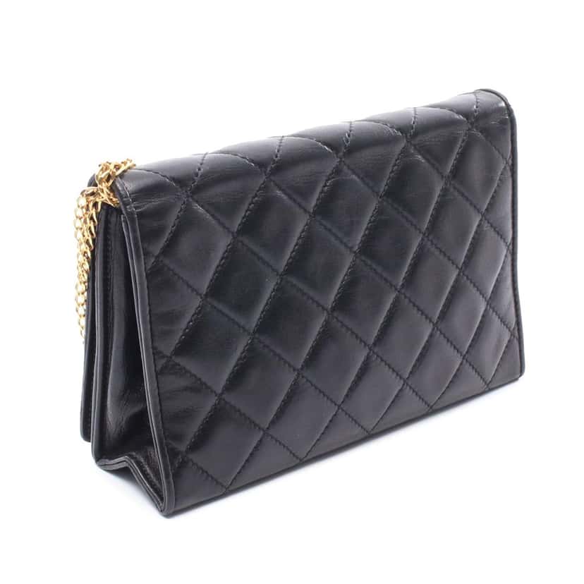 Chanel CC Quilted Lambskin Full Flap Black Leather Good condition - Back View