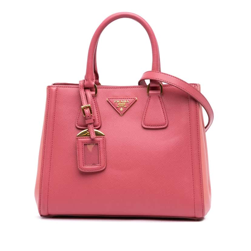 Prada Bicolor Saffiano Lux Satchel Pink Leather Good condition - Front View