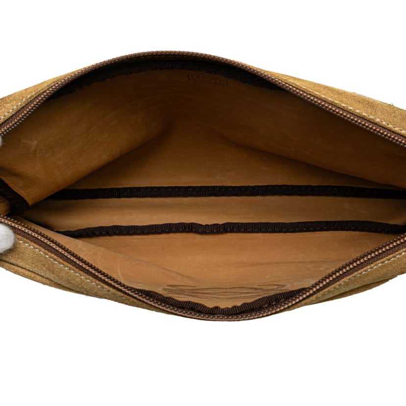 Loewe Anagram Suede Crossbody Brown Leather Good condition - Model View