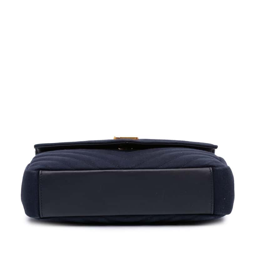 Saint Laurent Medium Canvas Chevron Monogram College Satchel Blue Canvas Good condition - Inside View