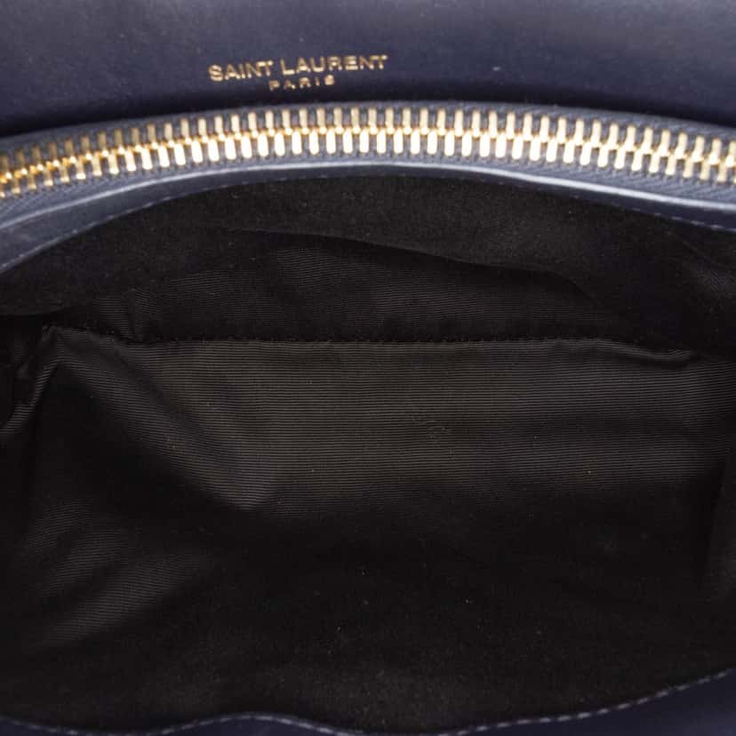 Saint Laurent Medium Canvas Chevron Monogram College Satchel Blue Canvas Good condition - Model View
