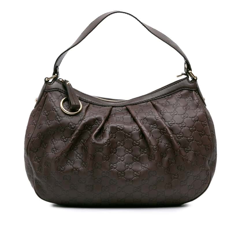 Gucci Medium Guccissima Sukey Shoulder Bag Brown Leather Good condition - Front View