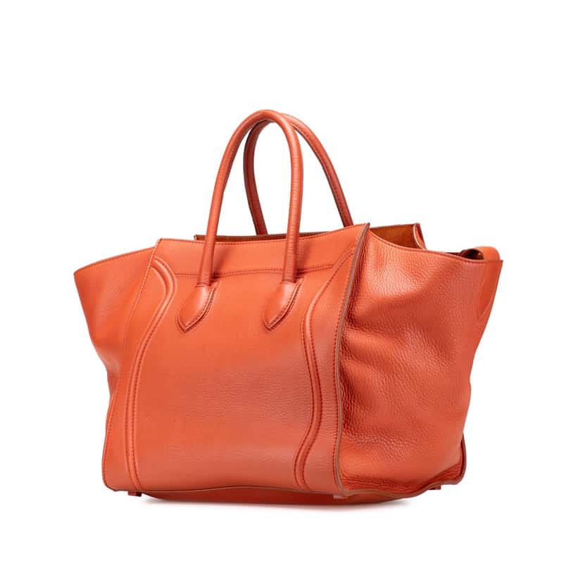 Celine Medium Leather Phantom Luggage Tote Orange Leather Good condition - Back View