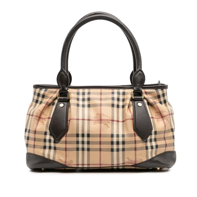 Burberry Haymarket Check Coated Canvas Satchel Brown Canvas Good condition - Front View
