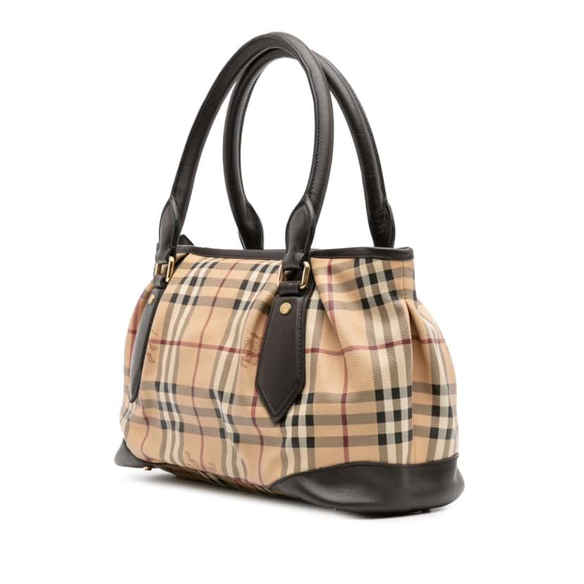 Burberry Haymarket Check Coated Canvas Satchel Brown Canvas Good condition - Back View