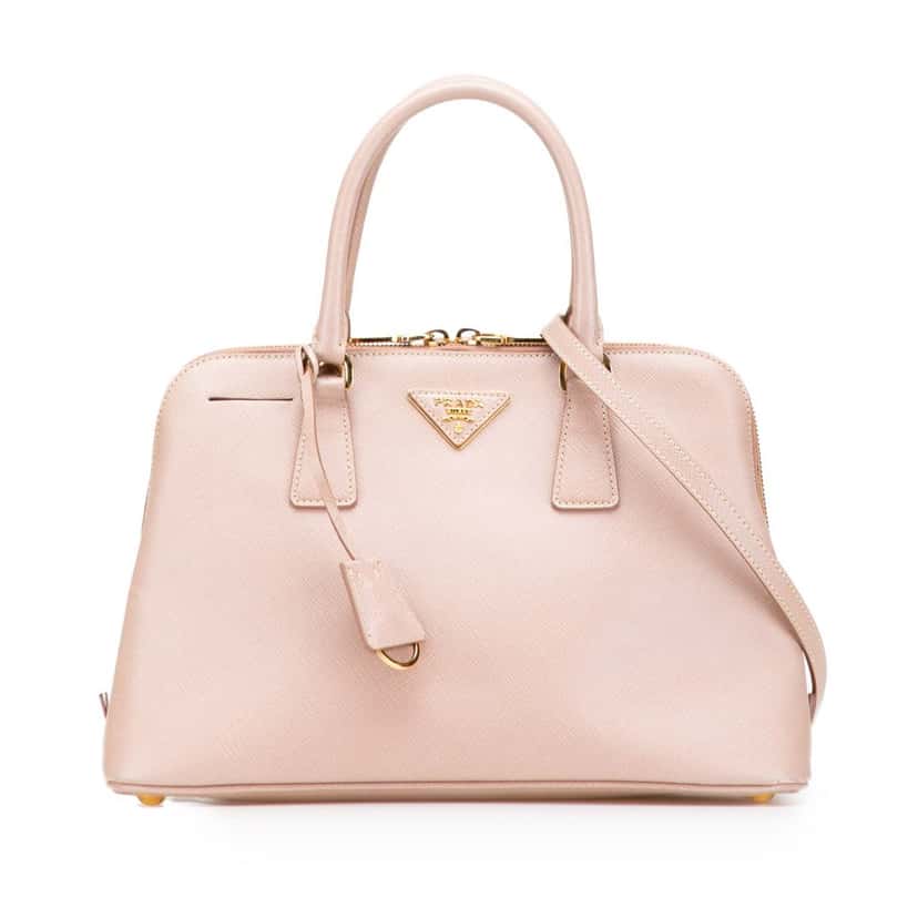 Prada Medium Saffiano Lux Promenade Satchel Pink Leather Good condition - Front View