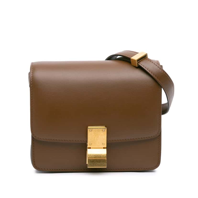 Celine Small Calfskin Classic Box Brown Leather Good condition - Front View