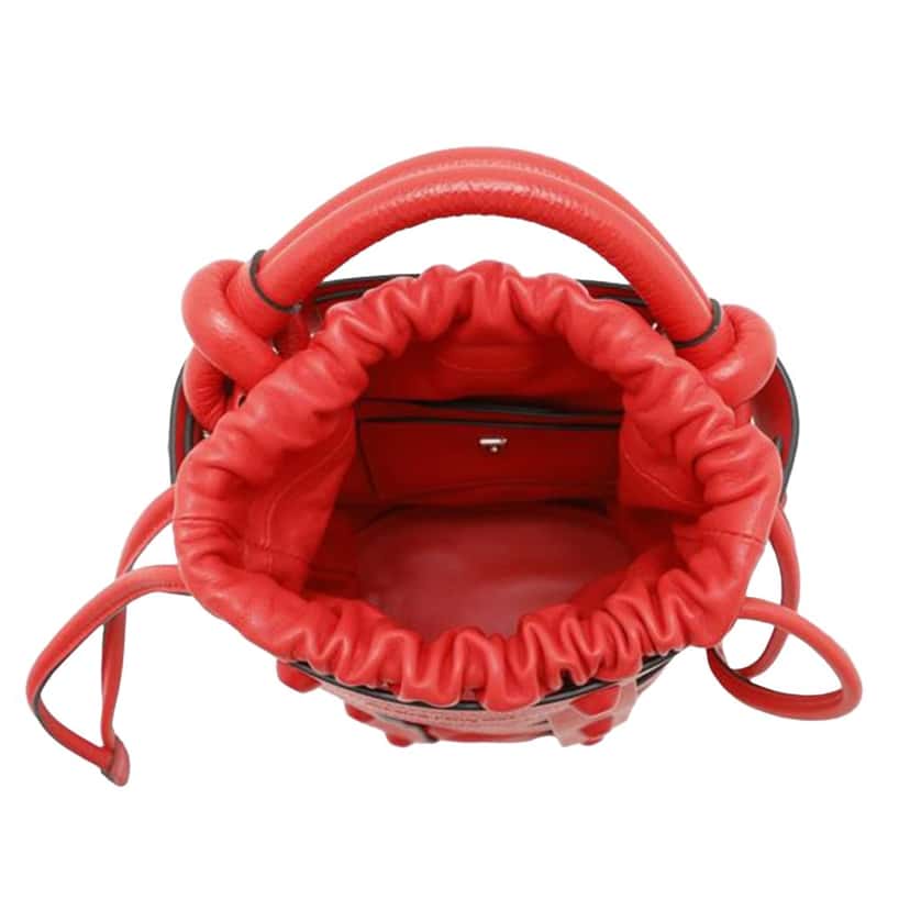 Salvatore Ferragamo Leather Cage Bucket Bag Red Leather Good condition - Model View
