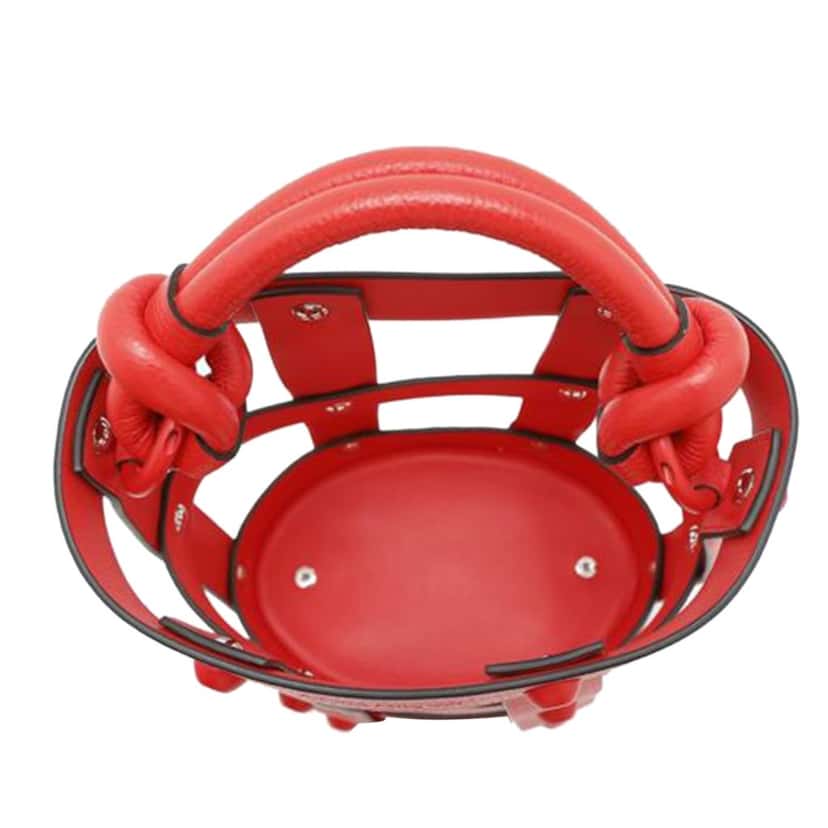 Salvatore Ferragamo Leather Cage Bucket Bag Red Leather Good condition - Box View
