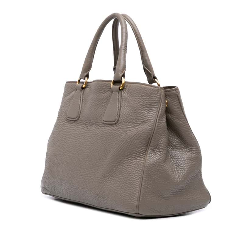 Prada Vitello Daino Open Convertible Tote Grey Leather Good condition - Back View