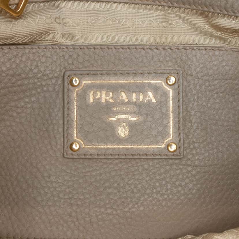 Prada Vitello Daino Open Convertible Tote Grey Leather Good condition - Box View