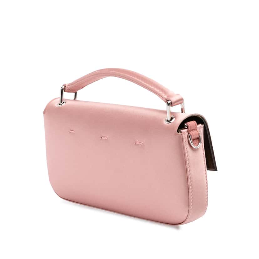 Fendi Silk Baguette Phone Pouch Satchel Pink Silk Good condition - Back View