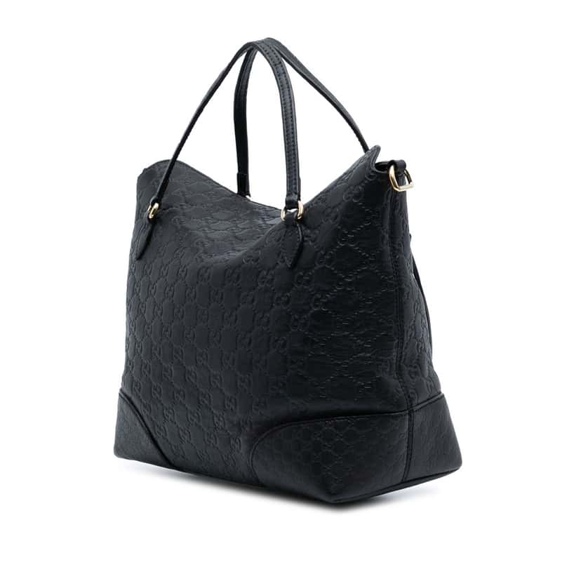 Gucci Medium Guccissima Bree Fold Over Tote Black Leather Good condition - Back View