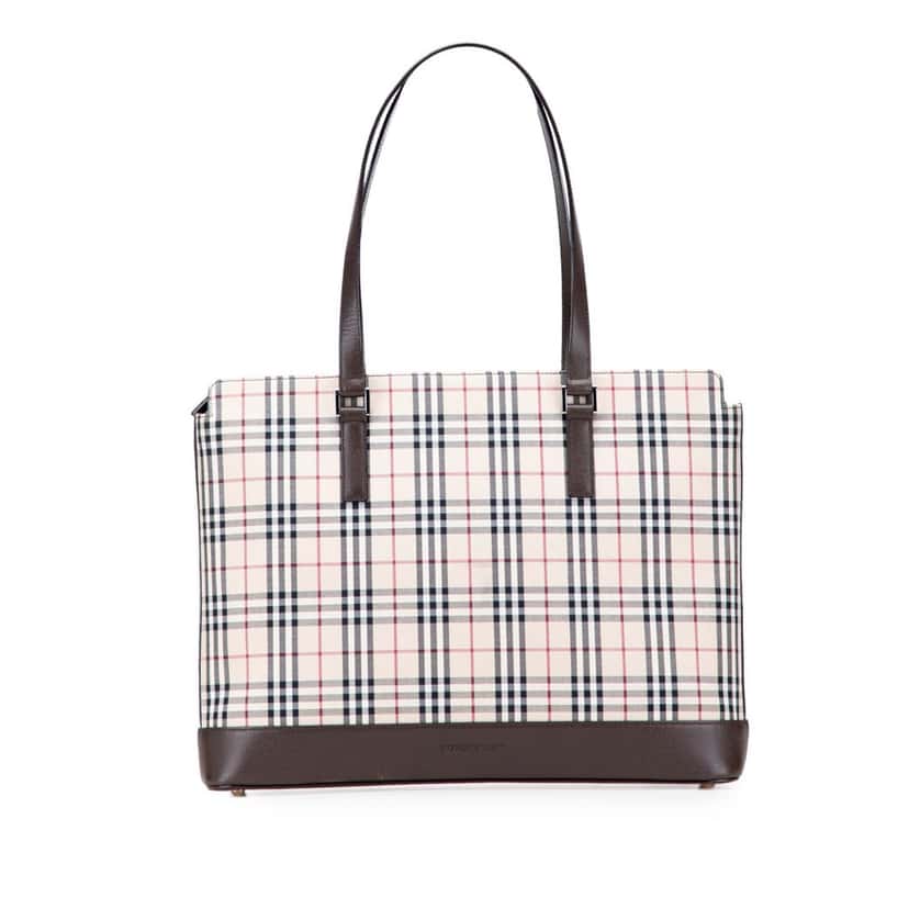 Burberry House Check Canvas Tote Brown Canvas Good condition - Front View