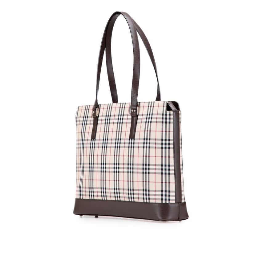 Burberry House Check Canvas Tote Brown Canvas Good condition - Back View